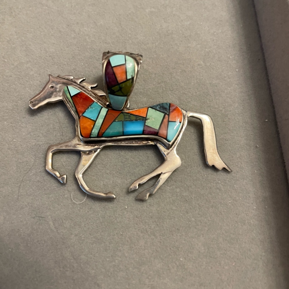 Silver turquoise Navajo pendant